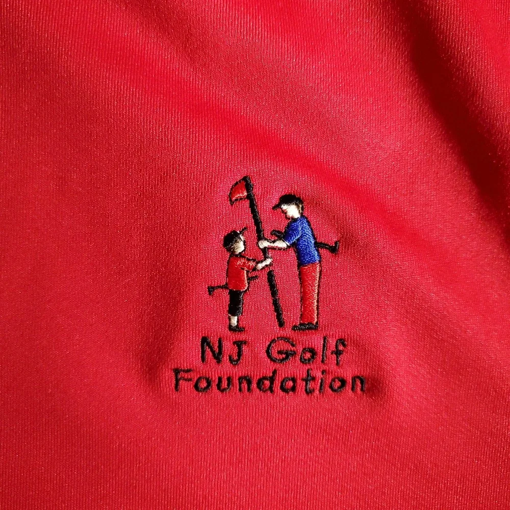 Dunning Golf Pullover Men L Red 1/4 Zip Long Sleeve NJ Foundation Athletic Solid